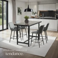 Chaise de bar rembourrée avec une housse douce dossier et repose-pieds Lot de 4