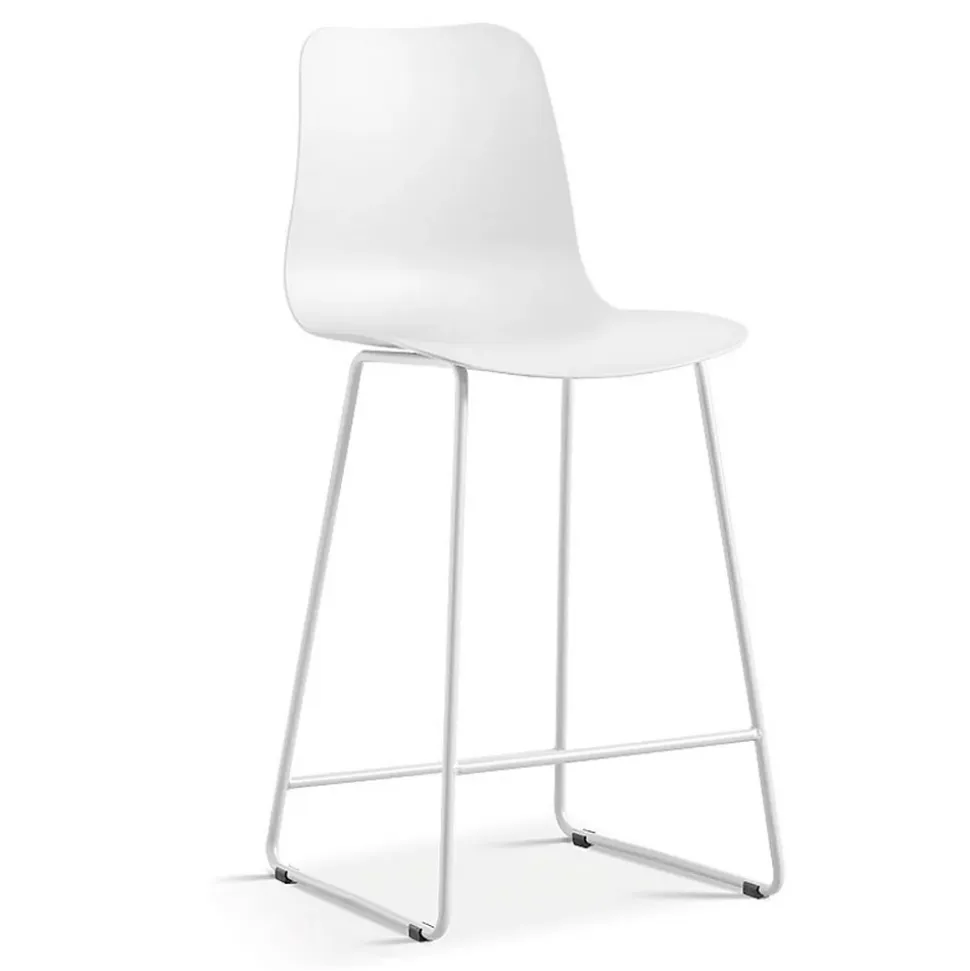 Chaise de comptoir MARIO PP blanc Design contemporain H100,5 cm