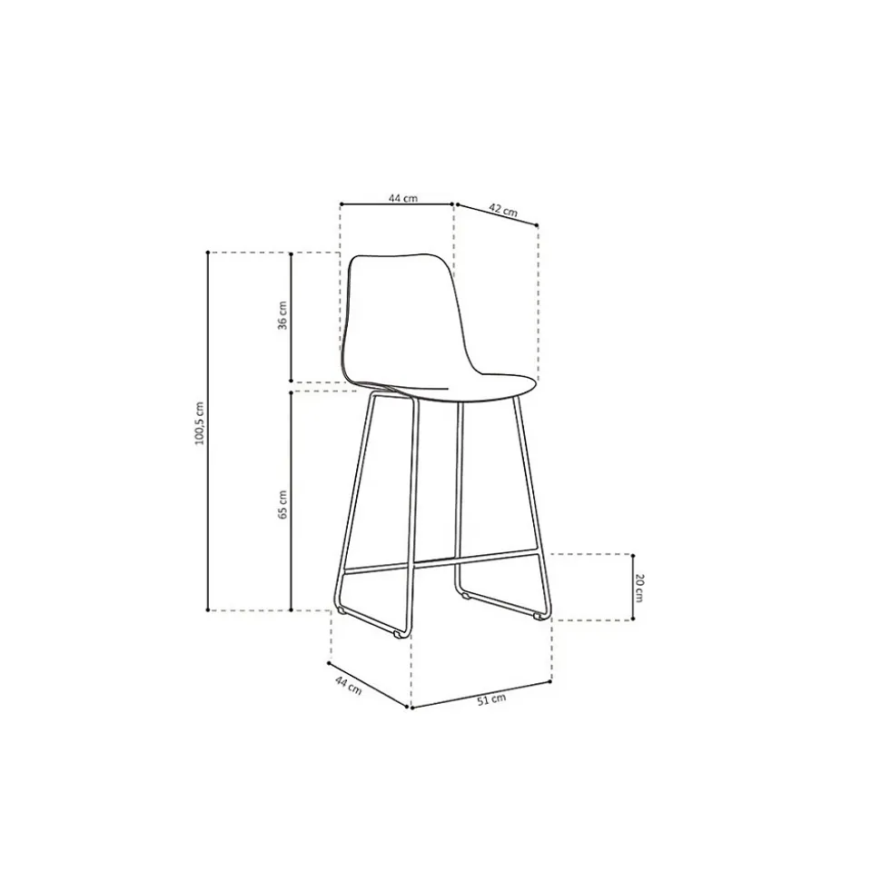 Chaise de comptoir MARIO PP blanc Design contemporain H100,5 cm