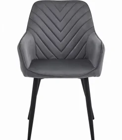 Chaise de salle à manger Valora WAAV Velours gris foncé avec pieds noirs x 1