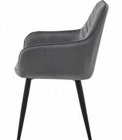Chaise de salle à manger Valora WAAV Velours gris foncé avec pieds noirs x 1