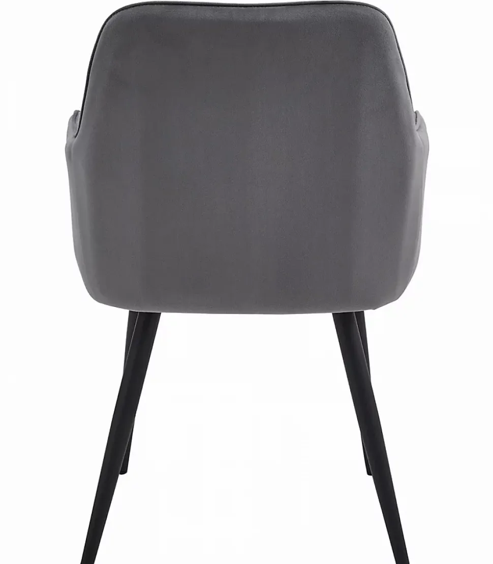 Chaise de salle à manger Valora WAAV Velours gris foncé avec pieds noirs x 1