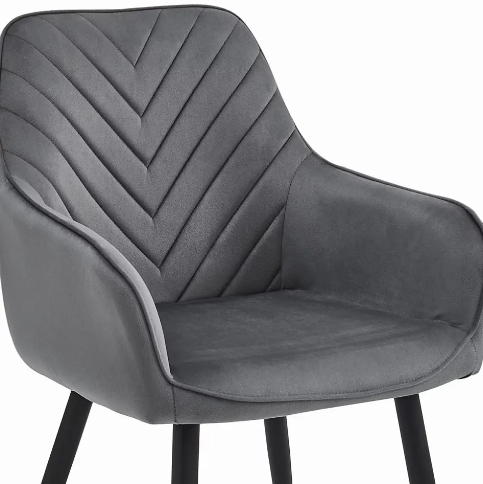 Chaise de salle à manger Valora WAAV Velours gris foncé avec pieds noirs x 1