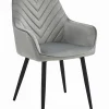 Chaise de salle à manger Valora WAAV Velours gris argenté avec pieds noirs x 1