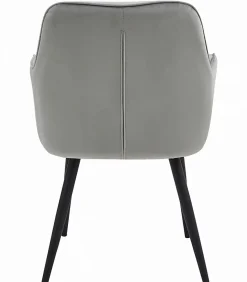 Chaise de salle à manger Valora LUKK Velours gris argenté avec pieds noirs x 1