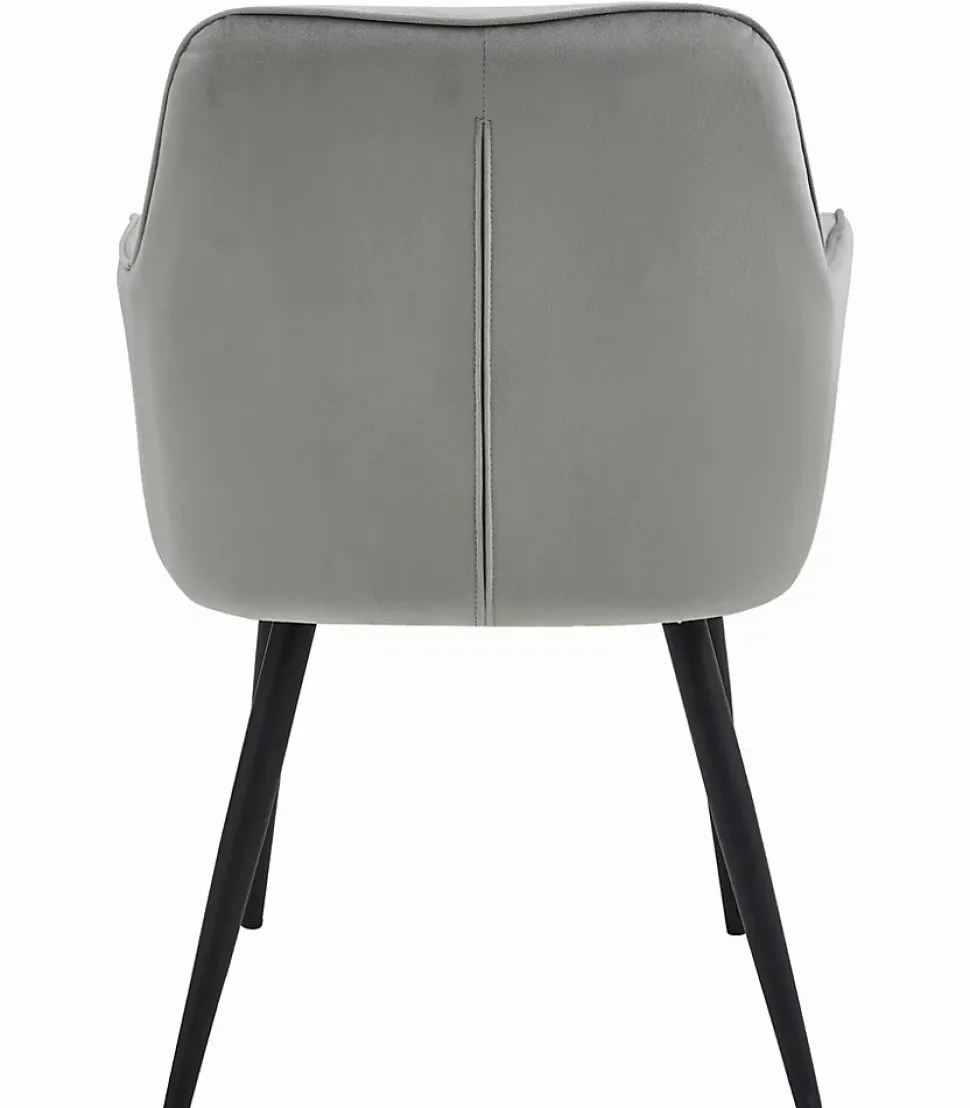 Chaise de salle à manger Valora LUKK Velours gris argenté avec pieds noirs x 1