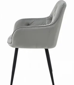 Chaise de salle à manger Valora LUKK Velours gris argenté avec pieds noirs x 1