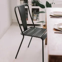 Chaise en métal anthracite Oviala