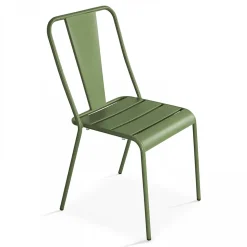 Chaise en métal bistrot vert cactus Oviala