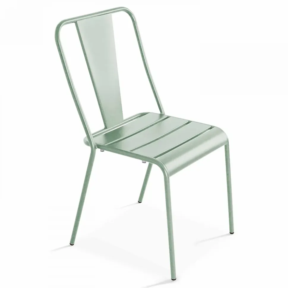 Chaise en métal vert sauge Oviala