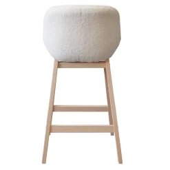 Chaise en tissu bouclette blanc et pieds en bois Homesight Milk, 2 pièces
