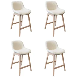 Chaise en tissu bouclette blanc et pieds en bois Homesight Milk, 4 pièces