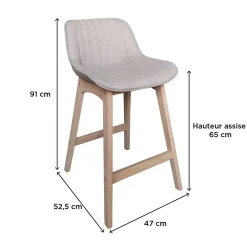 Chaise en tissu gris clair et pieds en bois Homesight Mellow, 2 pièces