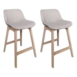 Chaise en tissu gris clair et pieds en bois Homesight Mellow, 2 pièces