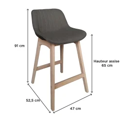 Chaise en tissu gris et pieds en bois Homesight Mellow, 4 pièces