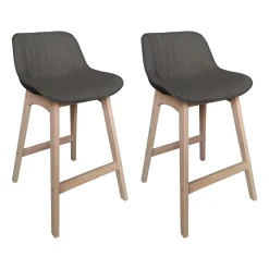 Chaise en tissu gris foncé et pieds en bois Homesight Mellow, 2 pièces
