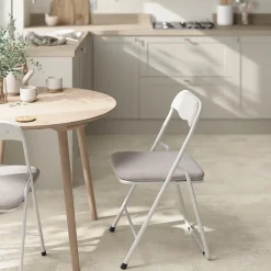 Chaise pliante Lasana H.78 cm acier beige