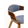 Chaise Retro - CLP - Kingston - Tissu Bleu - Dossier Haut - Accoudoirs Bois