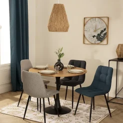 Chaise Sirac - bleu canard - pieds métal noir - Atmosphera