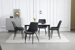 Chaise VALORA BERA - Velours gris foncé avec pieds noirs x 3