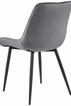 Chaise VALORA BERA - Velours gris foncé avec pieds noirs x 3