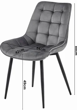 Chaise VALORA BERA - Velours gris foncé avec pieds noirs x 3