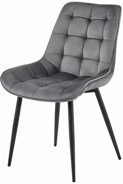 Chaise VALORA BERA - Velours gris foncé avec pieds noirs x 3