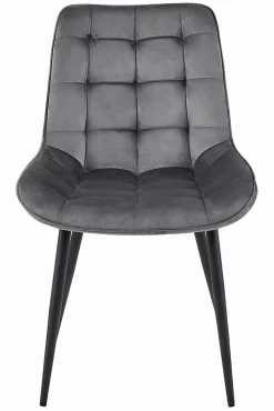Chaise VALORA BERA - Velours gris foncé avec pieds noirs x 4