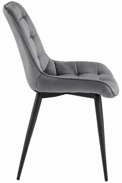 Chaise VALORA BERA - Velours gris foncé avec pieds noirs x 4