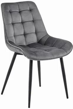 Chaise VALORA BERA - Velours gris foncé avec pieds noirs x 4