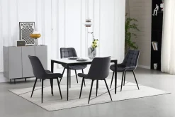 Chaise VALORA BERA - Velours gris foncé avec pieds noirs x 4