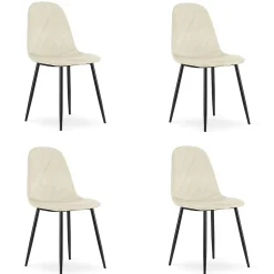 Chaise VALORA DAPI - Design ergonomique moderne, velours beige x 4