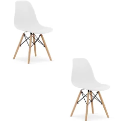 Chaise Valora OSAKA blanche, pieds naturels, design ergonomique x2