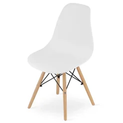 Chaise Valora OSAKA blanche, pieds naturels, design ergonomique x2