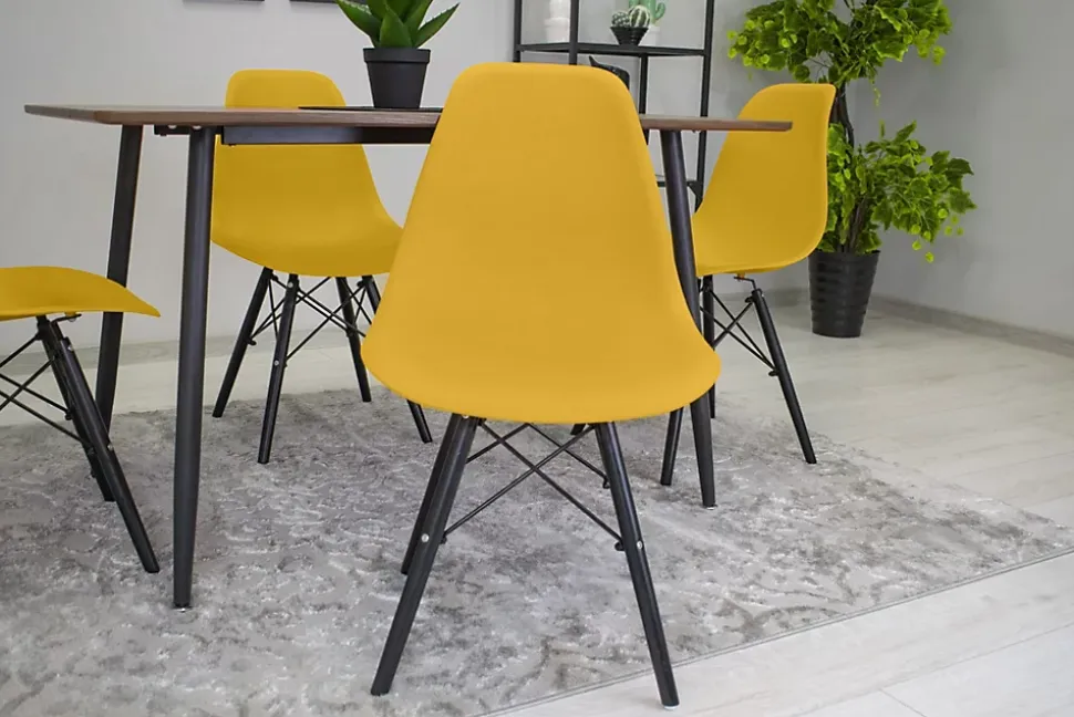 Chaise Valora OSAKA, couleur moutarde, pieds noirs, pour salon (x2)
