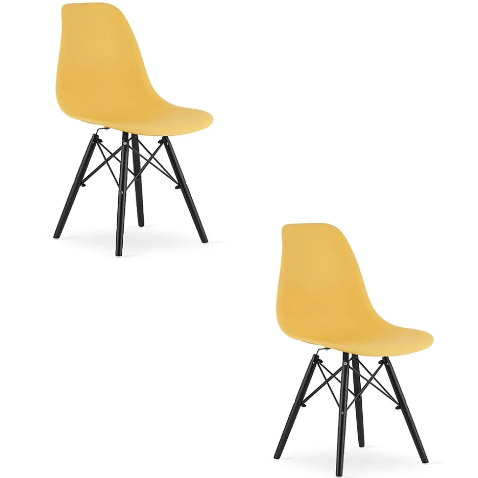 Chaise Valora OSAKA, couleur moutarde, pieds noirs, pour salon (x2)