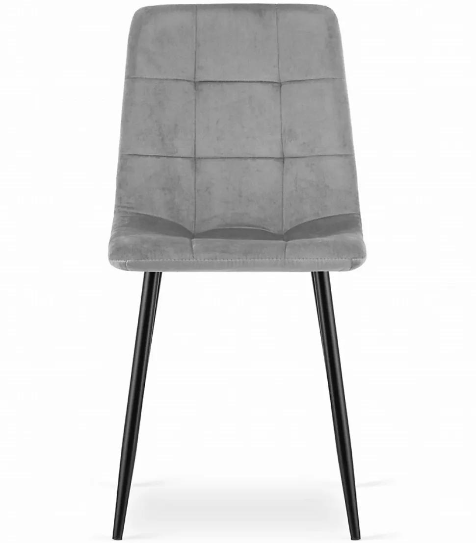 Chaise Valora PYRA, velours gris clair, design moderne (x2)