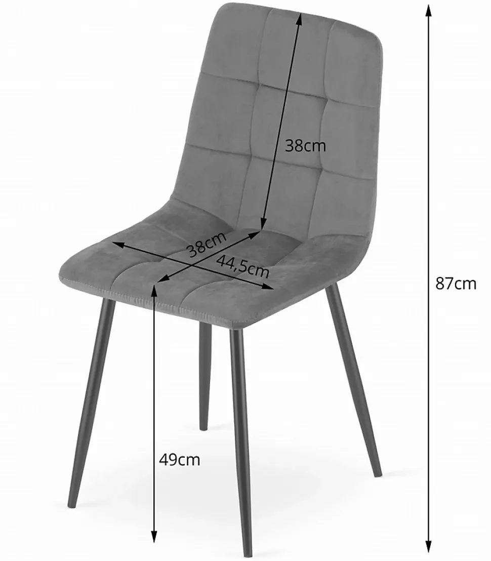 Chaise Valora PYRA, velours gris clair, design moderne (x2)