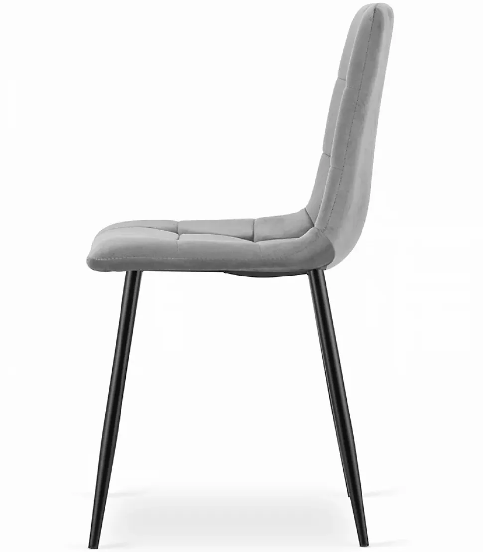 Chaise Valora PYRA, velours gris clair, design moderne (x2)