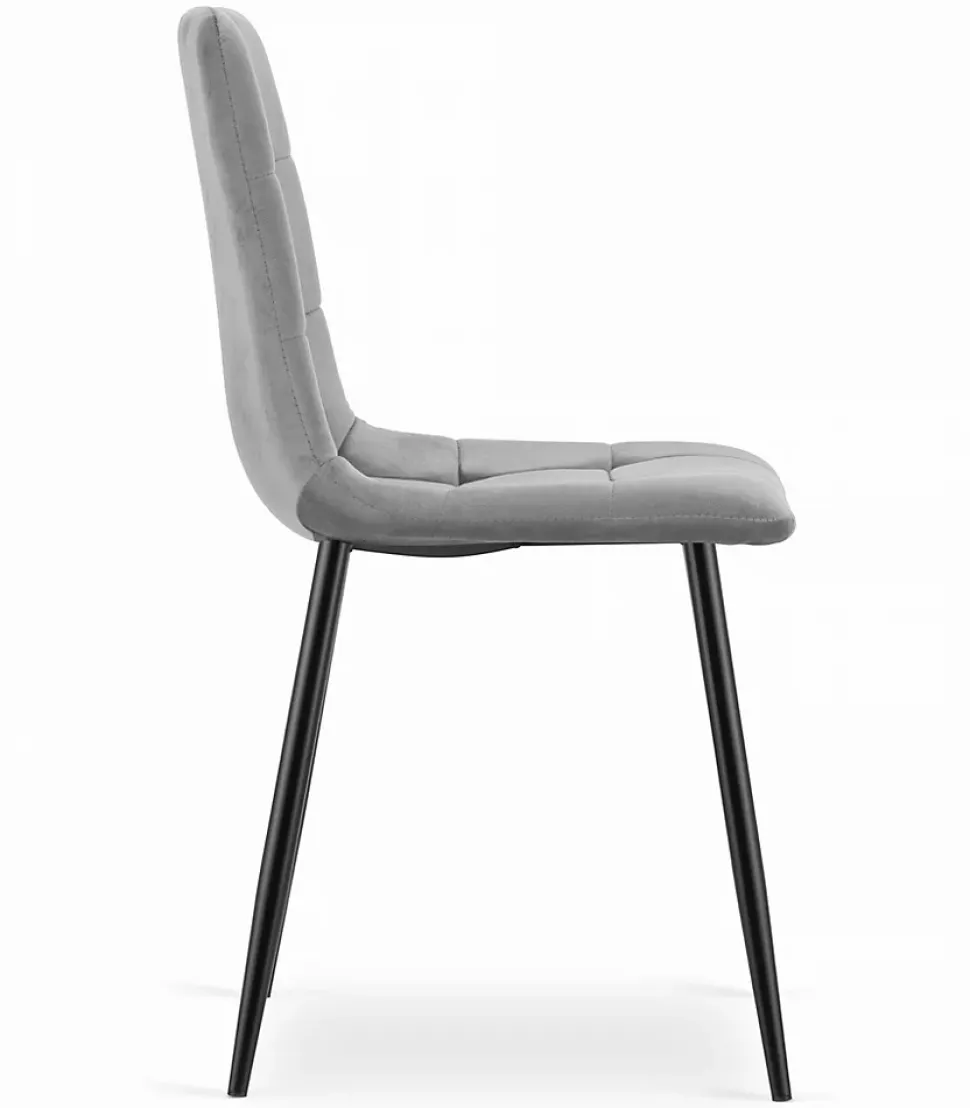 Chaise Valora PYRA, velours gris clair, design moderne (x2)