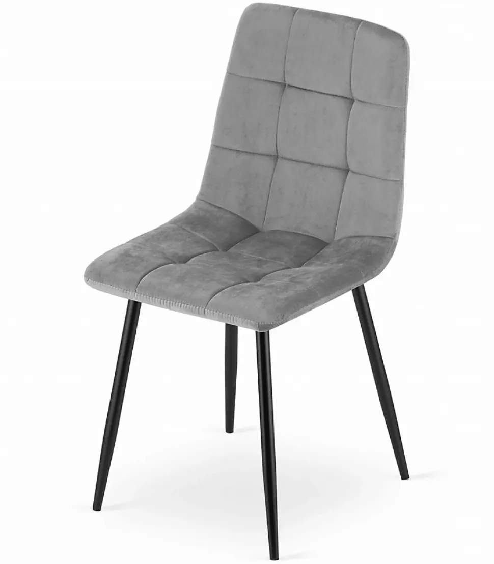 Chaise Valora PYRA, velours gris clair, design moderne (x2)