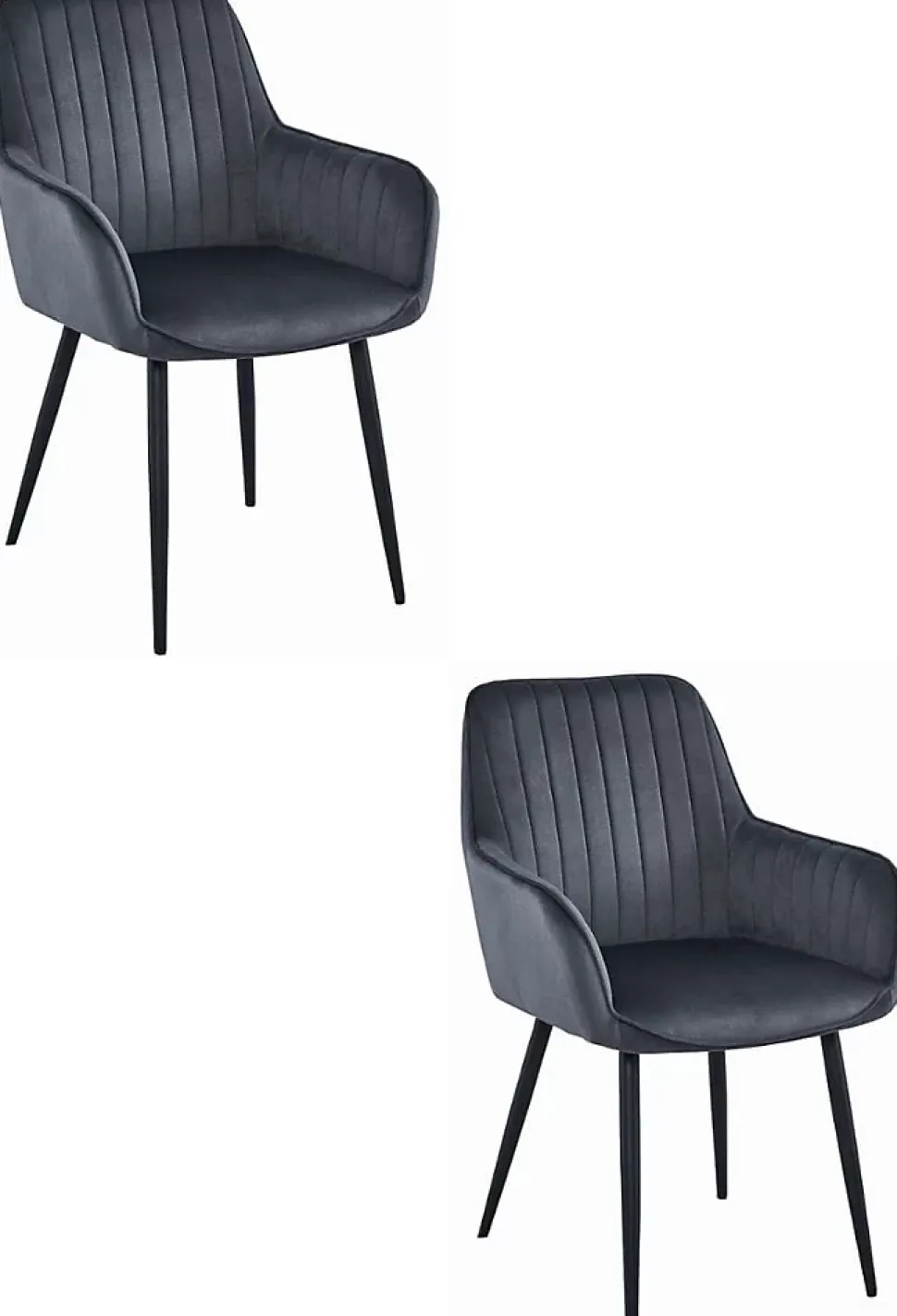 Chaise VALORA SELO - Velours gris foncé avec pieds noirs x 2