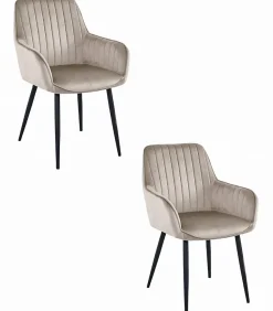 Chaise VALORA SOLDEN - Velours beige foncé avec pieds noirs x 2