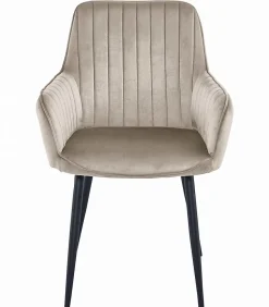 Chaise VALORA SOLDEN - Velours beige foncé avec pieds noirs x 2