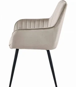 Chaise VALORA SOLDEN - Velours beige foncé avec pieds noirs x 2