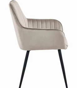 Chaise VALORA SOLDEN - Velours beige foncé avec pieds noirs x 2