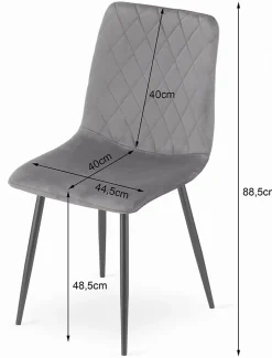 Chaise VALORA TURIN - Design intemporel en velours noir x 4