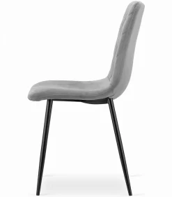 Chaise Valora TURIN en velours gris clair, design ergonomique x4