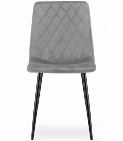 Chaise Valora TURIN en velours gris clair, design ergonomique x4