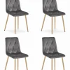 Chaise Valora TYRA en velours gris foncé avec pieds en bois x4